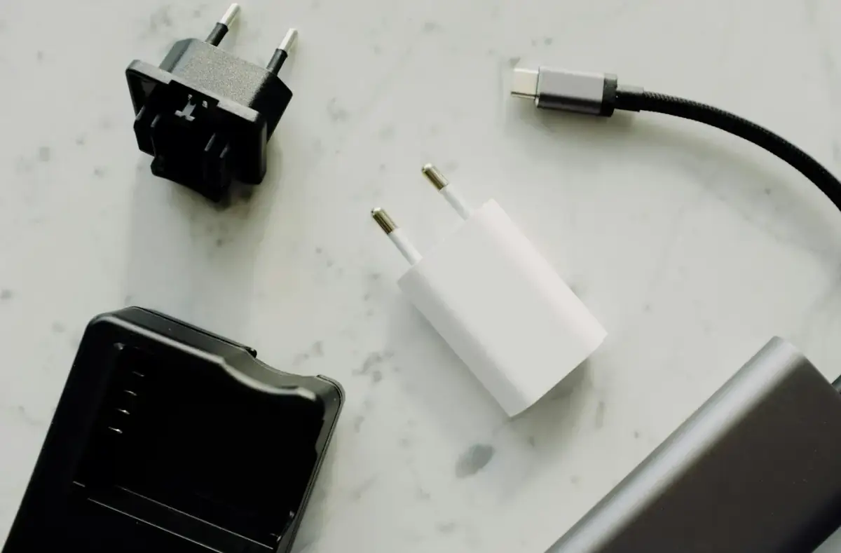 USB-C charging cable connected to a device